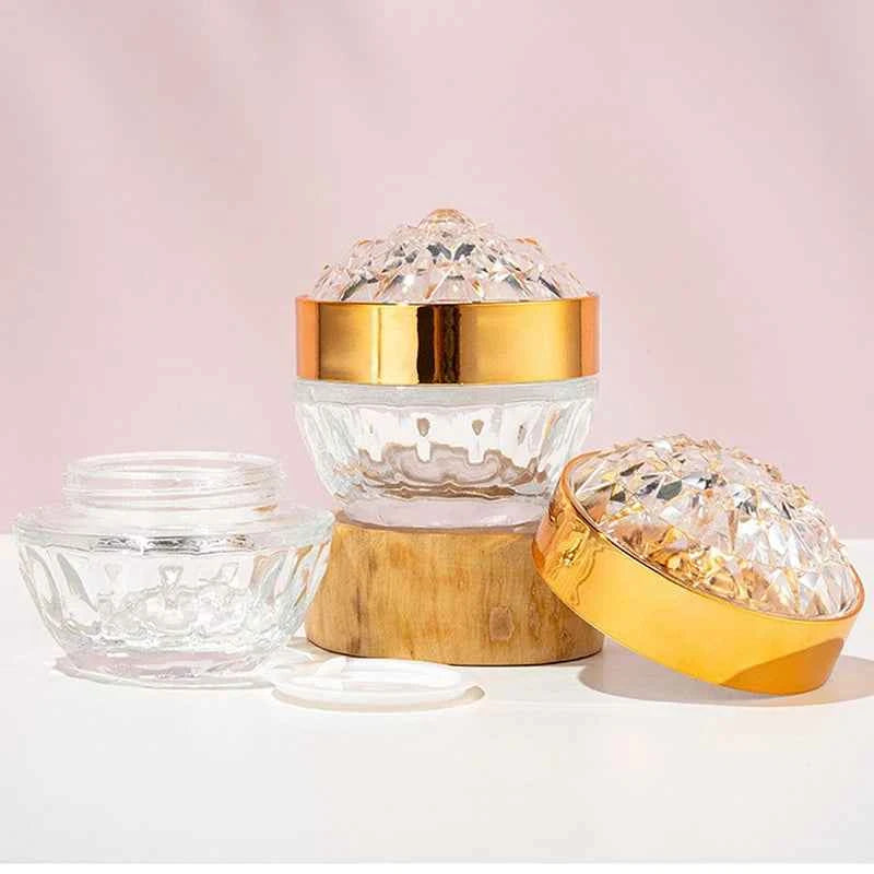 Luxury Glow Diamond Glass Face Cream Jar - 50g Acrylic Container for Creams & Lotions, Perfect Travel Companion