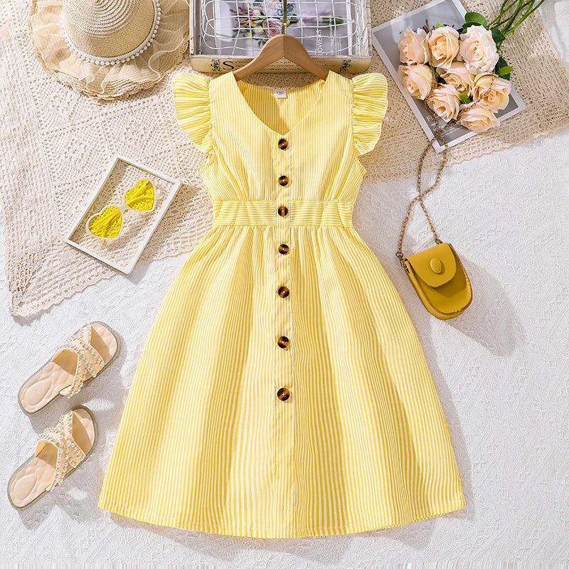 Kids Dress For Girls 8-12 Years Summer Girls Dopamine Dress Graduation Birthday Party Event Fresh Sweet Style Girls Dress