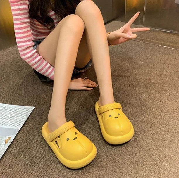 Shoes for Women 2025 Kawaii Cute Woman Slippers Round Toe Animal Cartoon Sandals Anime Slides Home Men Summer Mules House Indoor