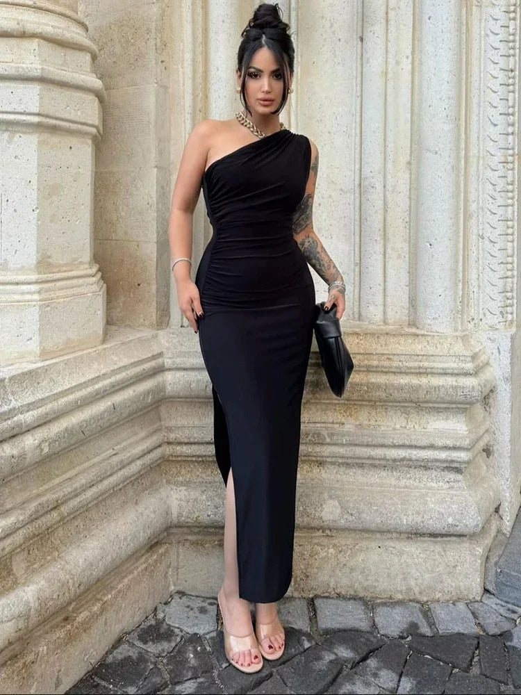 Women's Off-Shoulder Backless Maxi Dress – Slim Fit Club Party Dress