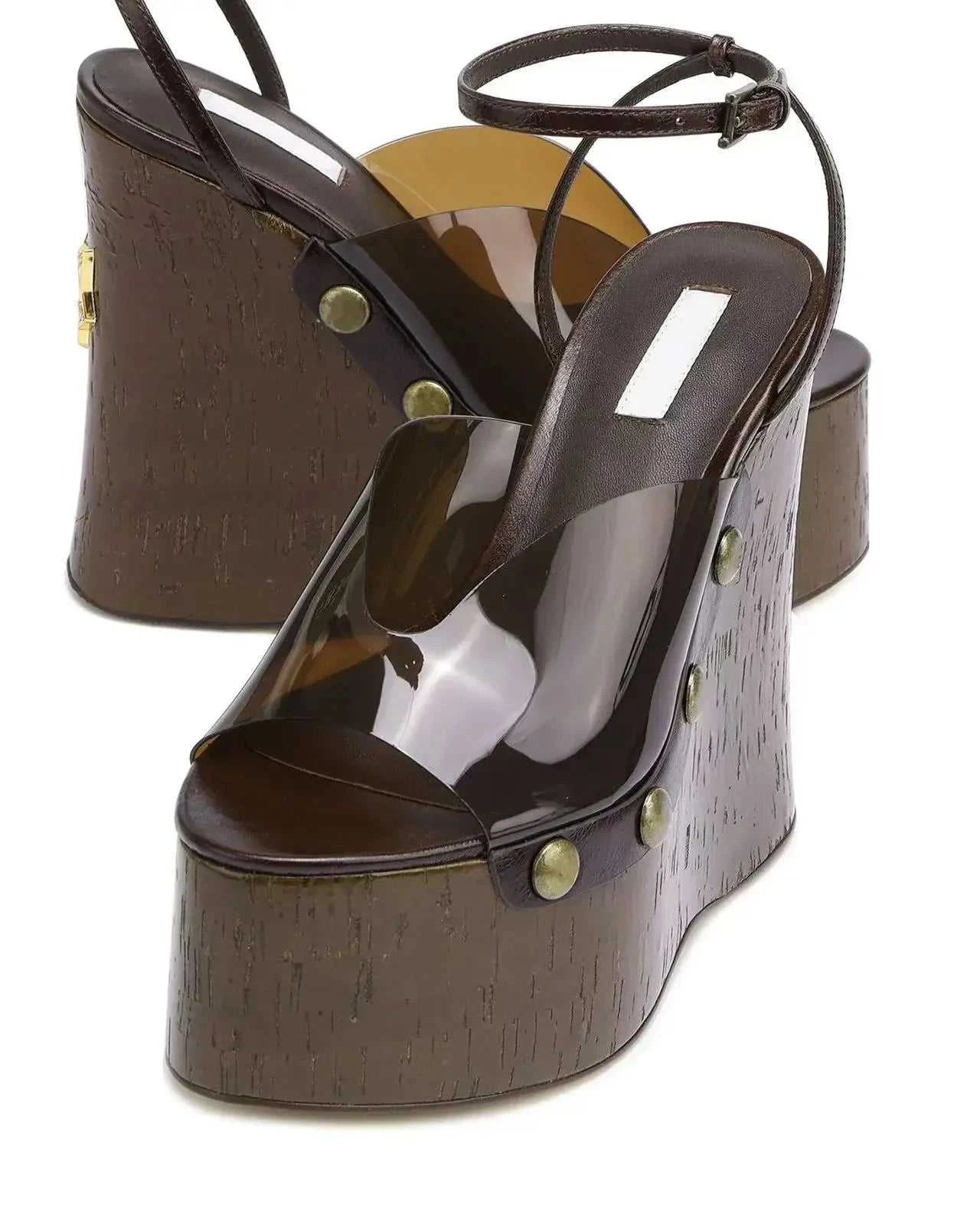 2025 High-heeled Thick-heeled Shoes for Women's Wear Thick-soled Wood Grain Waterproof Table Sandals Metal Nail Buckle Sandal The jack market .AU The jack market .AU Step Up Your Style: Trendy Shoes for Every Occasion! $ 122 14:193#Light brown sandals;200000124:200000337