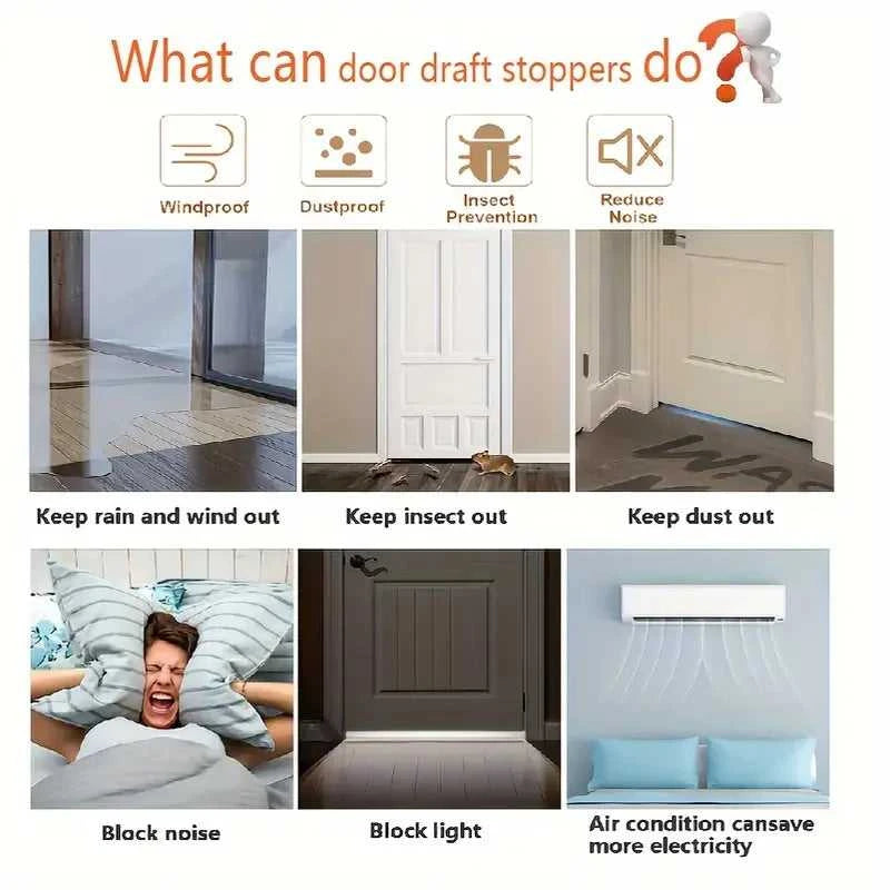 Silicone Door Draft Stopper, Under Door Draft Blocker, Insulator Door Sweep Weather Stripping, Noise Stopper, Strong Adhesive The jack market .AU The jack market .AU Home $ 53 14:193#black