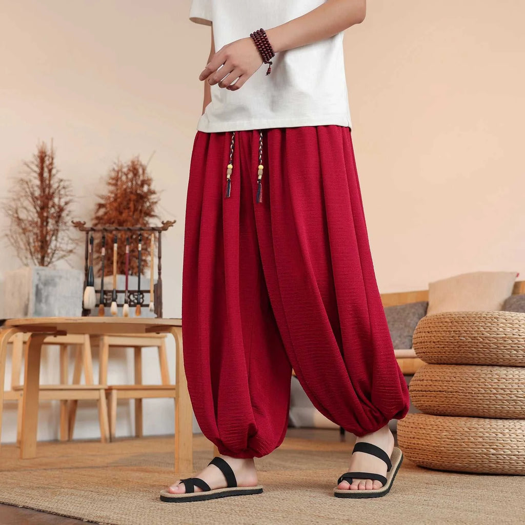 Summer Wide Leg Pants Men's Solid Color Casual Japanese Styles Harun Pants Men Fashion Loose Harajuku Lantern Trousers Plus Size The jack market .AU The jack market .AU Men Fashion $ 61 14:193#Red;5:361386#Asian M 50-60KG