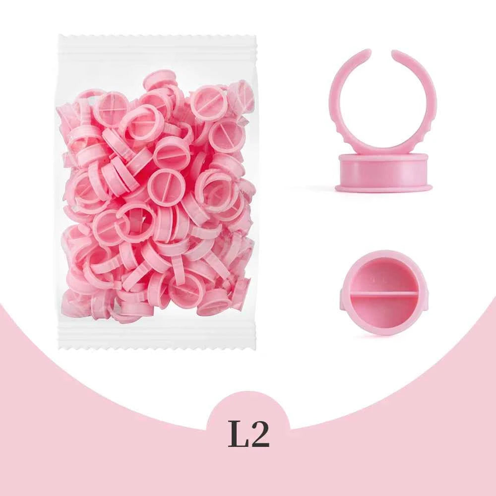 GLAMLASH Disposable Eyelash Extension Glue Rings - 100 Pcs for Effortless Application & Precision Pigment Holding