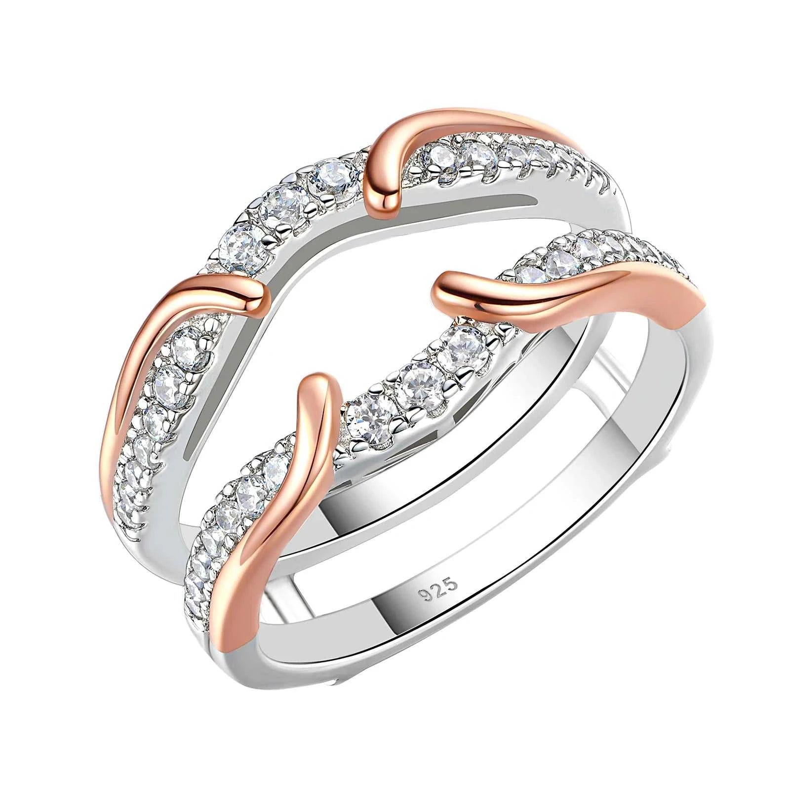 Newshe Genuine 925 Sterling Silver Romantic Rose Gold Guard Enhancer Rings for Engagement Cubic Zircon Wedding Band Jewelry The jack market .AU The jack market .AU Jewellery & Chains $ 116 200000369:200000289;200007763:201336100