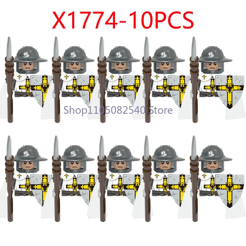 MOC Military Soldier Movie Character Building Blocks Accessories Medieval Castle Knight Helmet Shield Mini Brick Gift Toy E008