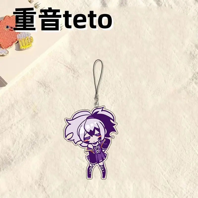 Hatsune Miku accent teto peripheral mobile phone chain car keychain anime acrylic pendant doll toys girl halloween gift