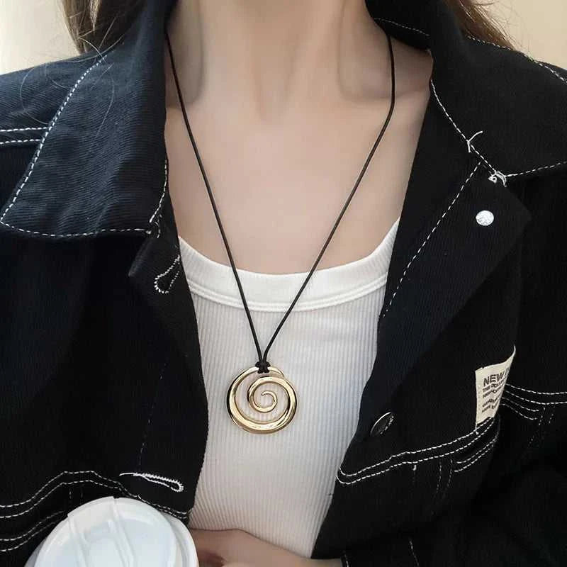 Fashion Spiral Heart-Shaped Pendant Necklace for Women Adjustable Long Black Wax Rope Clavicle Chain Charm Couple Birthday Gift The jack market .AU The jack market .AU Jewellery & Chains $ 48 200001033:200003757#5