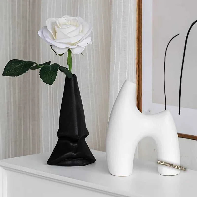 Nordic Decoration Home Flower Vase Black and White Art Ceramic Vase Minimalism Dried Flower Arrangement Accessories B&B Ornament The jack market .AU The jack market .AU Home $ 51 14:200006155#1pcs