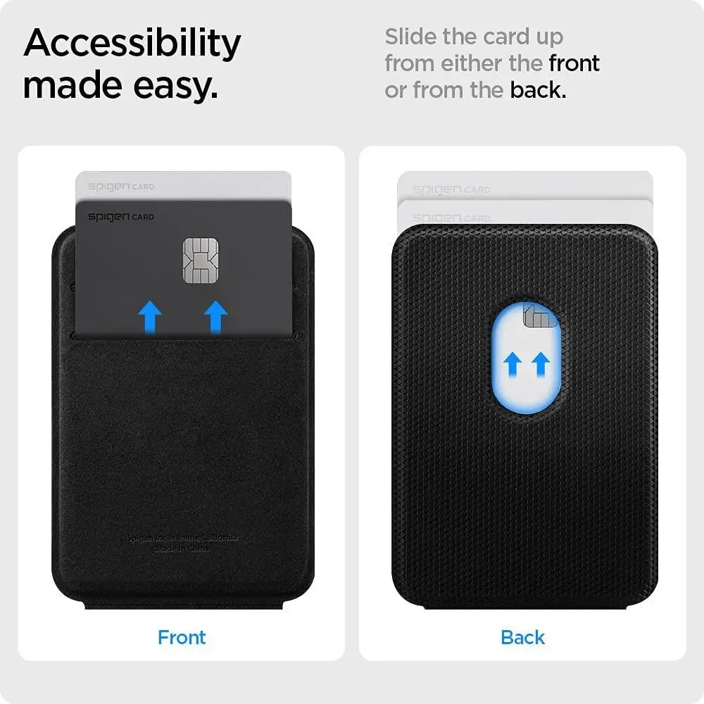 Spigen Magnetic Wallet Card Holder for MagSafe with Kickstand - Sleek Black Design