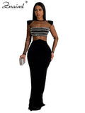 Znaiml Elegant Evening Birthday Diamonds Rhinestone Formal Prom Dress Woman Sexy Club See Through Mesh Patchwork Party Vestidos