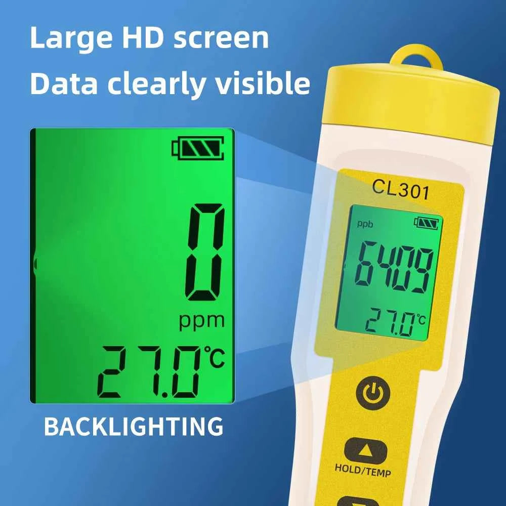 Multifunctional Chlorine Testing Pen 2/3/4/5 in 1 Water Quality Tester CL2 TEMP pH H2 ORP Measuring For Aquarium Swimming Pool