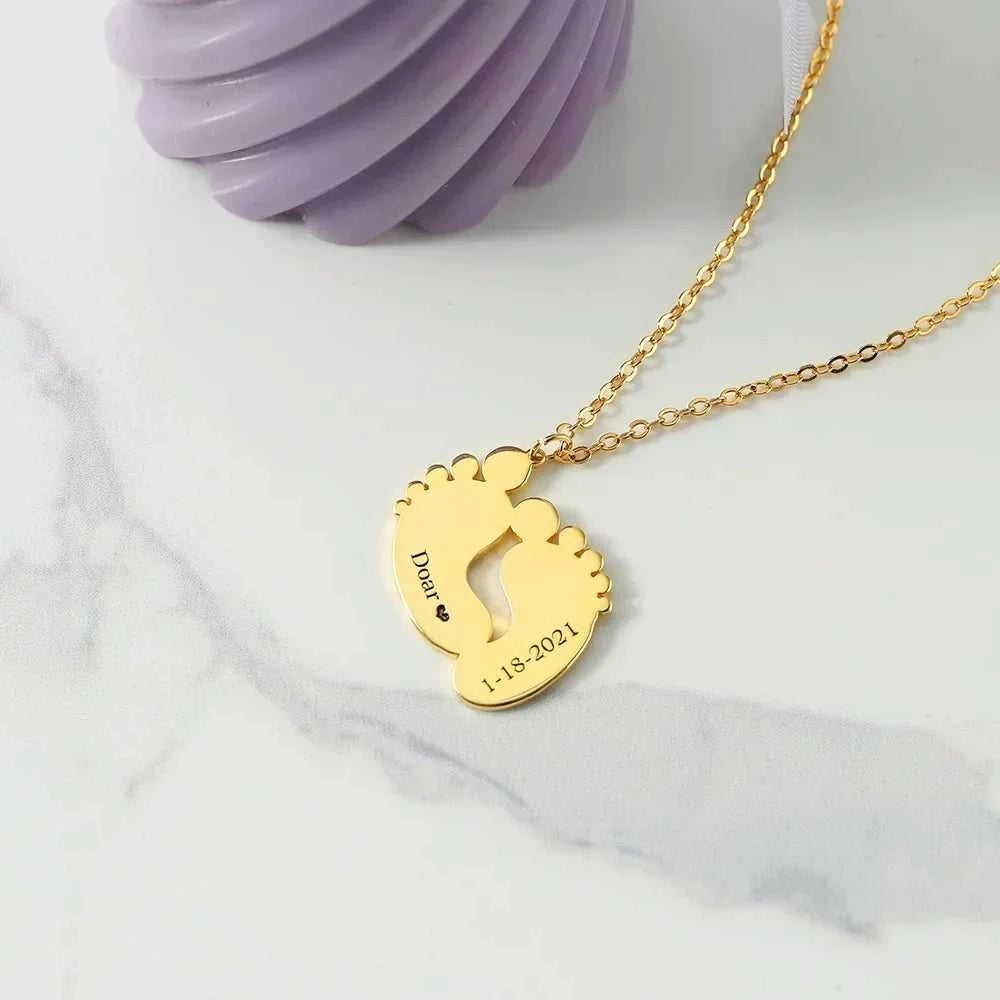 Personalized Engraved Name Necklace For Baby Custom Stainless Steel Foot Pendant Necklace New Born Gift The jack market .AU The jack market .AU Jewellery & Chains $ 51 200000783:200013902#Engrave;200001034:361181