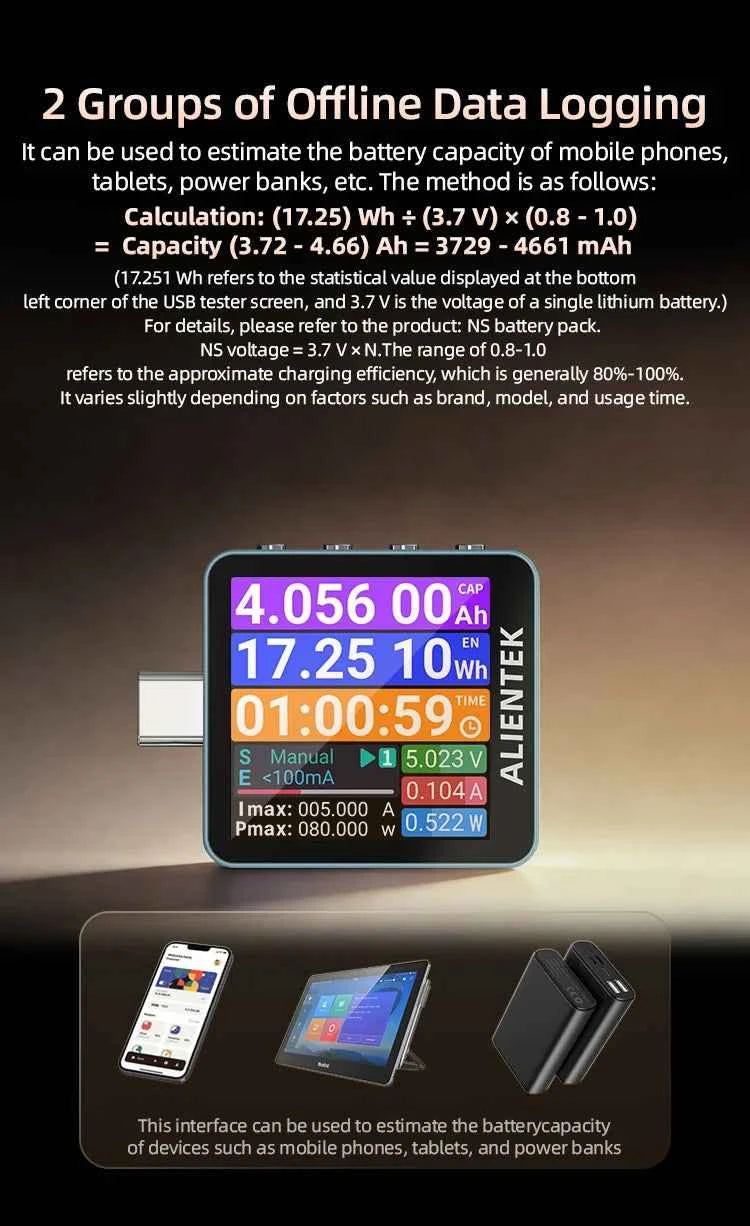 ALIENTEK USB Tester C2 Digital Voltmeter Charging Power Detector PD3.2 Battery Tester Fast Charge Detection Trigger