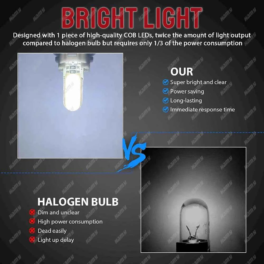 10/20/30/50 PCS T10 W5W LED Bulb For Car Interior Dome Reading Maps Trunk License Plate Side Lights 12V COB 7000K White Red Blue