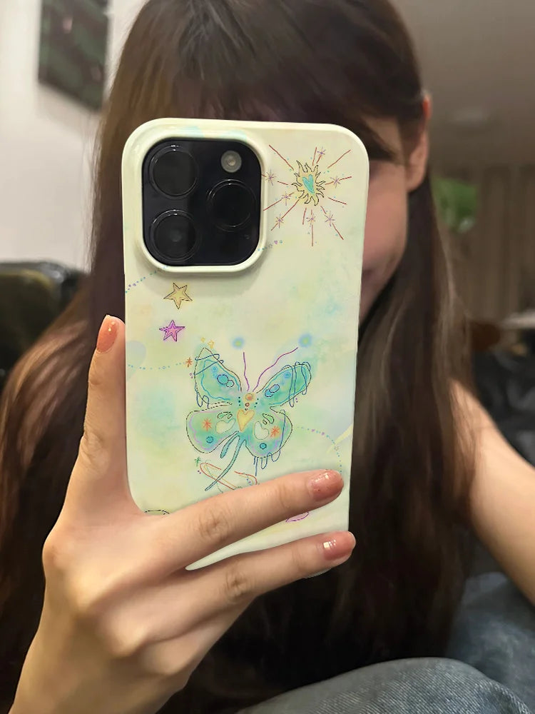 Butterfly Dreams Shockproof iPhone Case - Cute Cartoon Design for iPhone 16, 15, 14, 13 Pro Max, 12, 11, 8, 7, X, XS, XR