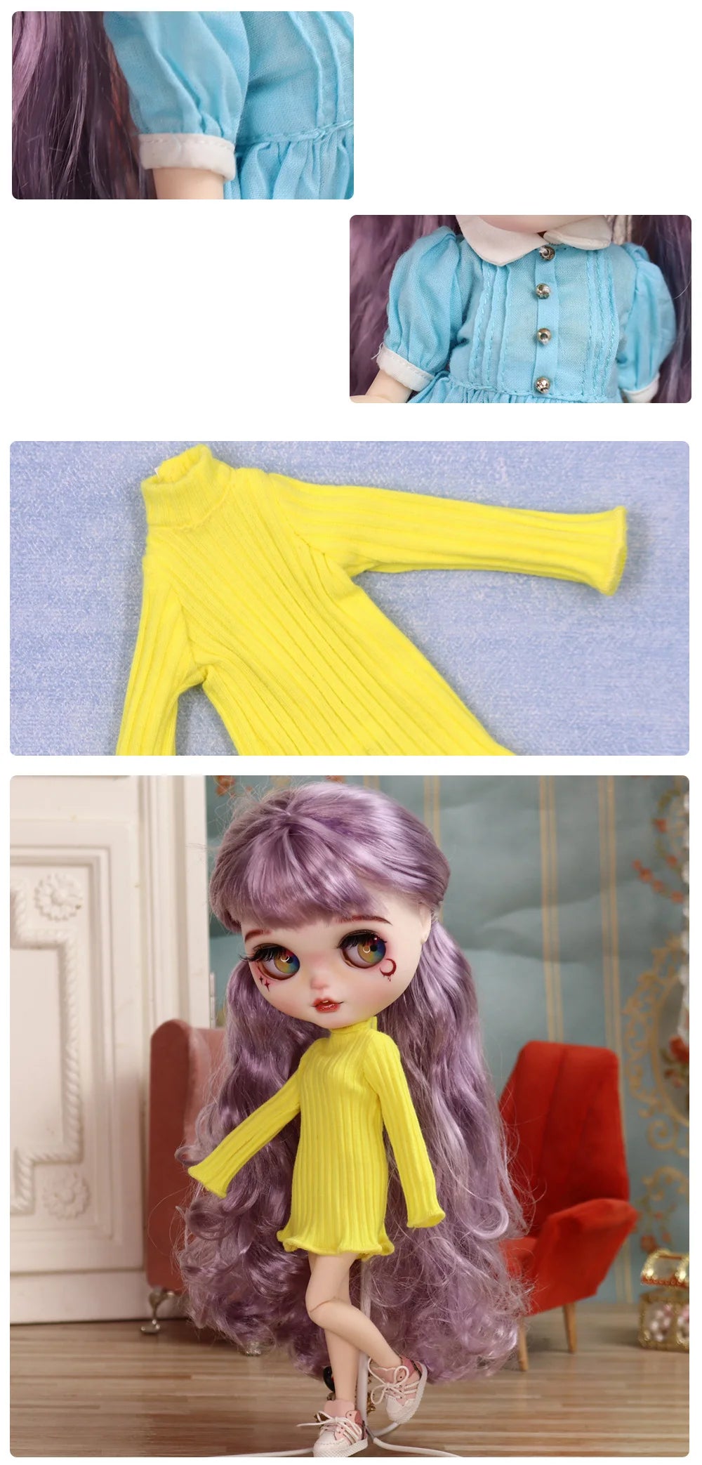 Outfits For ICY DBS Blyth Doll Simple Dress Cassual Style Special Price Suit 1/6 Jecci Five Azone S Anime Girl Ob24 Toys