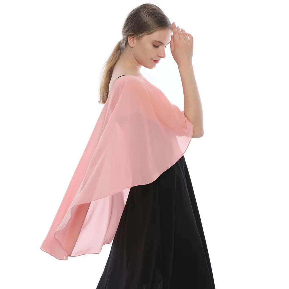 Women Chiffon Capes Shawl Ladies Evening Wedding Party Capes Shrug Ladies Bridal Lightweight Long Shawl and Wraps Dress Cover Up
