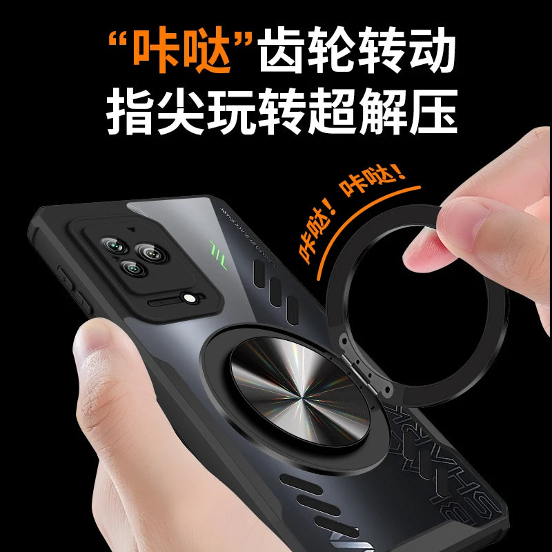 Magnetic 360° Rotation Stand Phone Case For Black Shark 5 Pro 5RS Case Graphene Heat Dissipation Transparent Cover