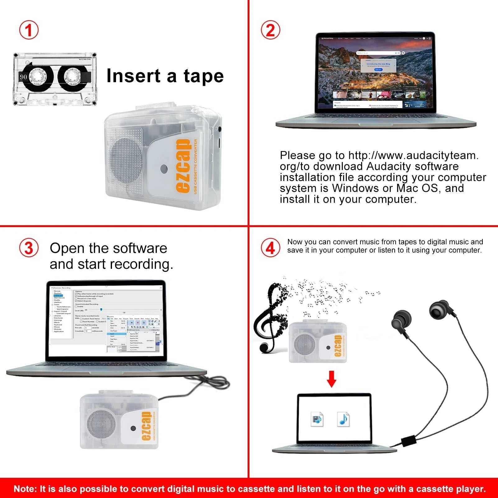 Cassette Player Walkman Cassette Player Portable Speaker Multiple Power Supply Methods Digitizes Cassette Music to MP3 Function The jack market .AU The jack market .AU Accessories Electronics $ 74 14:29