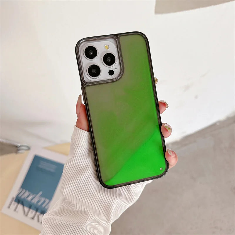 Luminous Quicksand Case for iPhone 15/16/17 Pro Max - Glow-in-the-Dark Luxury Shell with Shiny Sparkles