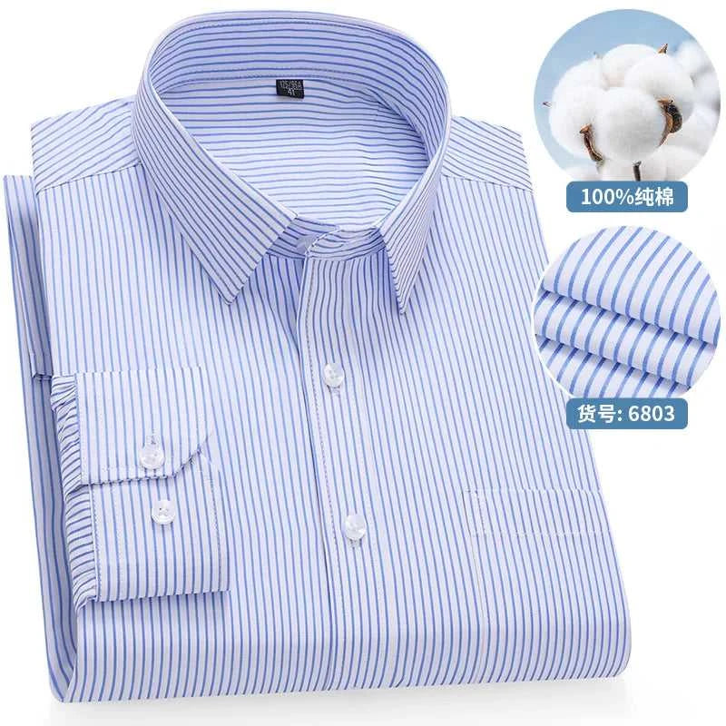 High Quality 100% Cotton Men's Shirts Long Sleeve Slim Fit Business Formal Striped Shirt Social Male Clothing Plus Size 8XL 7XL The jack market .AU The jack market .AU Men Fashion $ 43 14:691#6808;5:200000900#47 Size (100-110KG)
