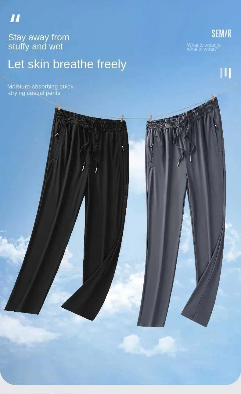 Ice Silk Men's trousers 2024 summer black-and-gray thin style business casual pants outdoor stretch breathable straight leg loos The jack market .AU The jack market .AU Men Fashion $ 51 14:175#qianhui;200007763:201336106;5:200661035