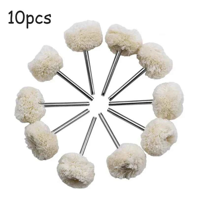 Wool Buffing Wheel Set – 10/20/30pcs 3mm Shank for Smooth Polishing on Stone, Metal & Nonmetal Surfaces