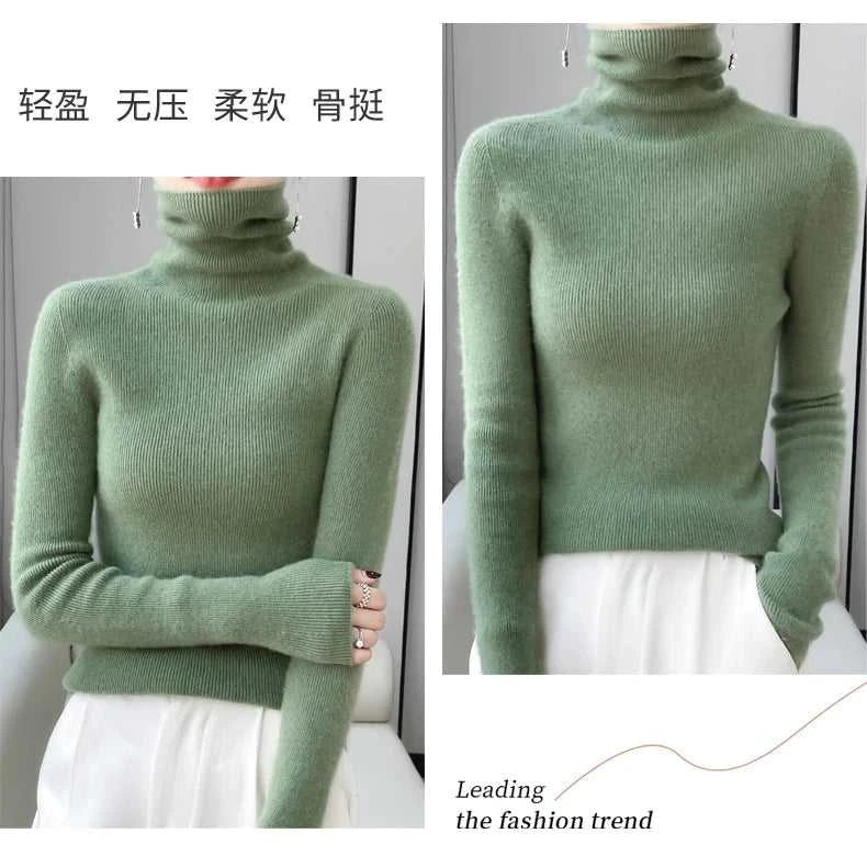 100% Merino Wool Long-sleeved Turtleneck Pullover Women's Autumn Winter Slim Sweater Basic Women's Clothes Cashmere Sweater The jack market .AU The jack market .AU Woman Fashion $ 75 14:1052#black;200007763:201336100;5:4182
