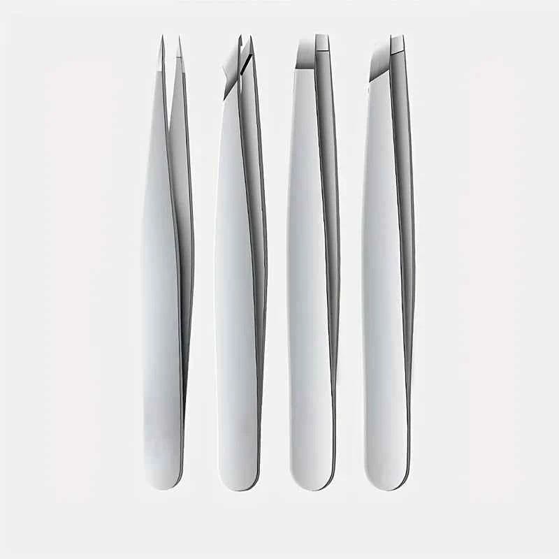 GlamTweez Professional 4-Piece Precision Tweezers Set for Effortless Eyebrow & Splinter Removal