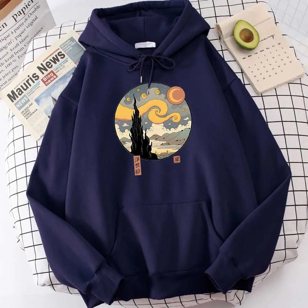 Starry Ukiyo-E Night Printing Hoodie Men Fashion Comfortable Hoody Autumn Fleece Sweatshirt Casual Warm Pullover Tops The jack market .AU The jack market .AU Men Fashion $ 37 14:771#Beige;5:4182