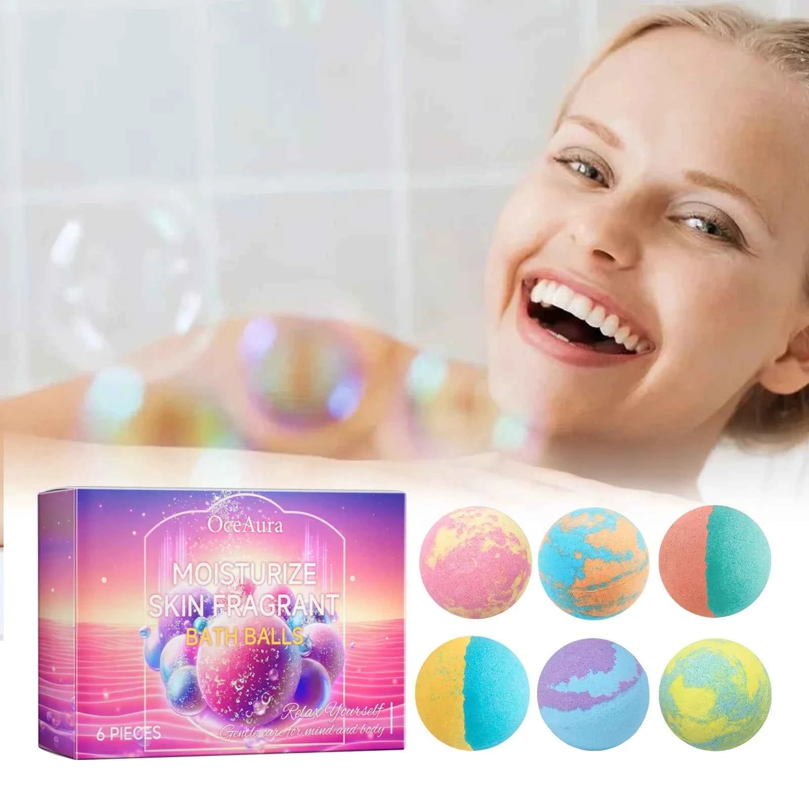 Colorful Bliss Bath Balls Set - 6 Scented Moisturizing & Exfoliating Spa Treats for Relaxation and Skin Renewal