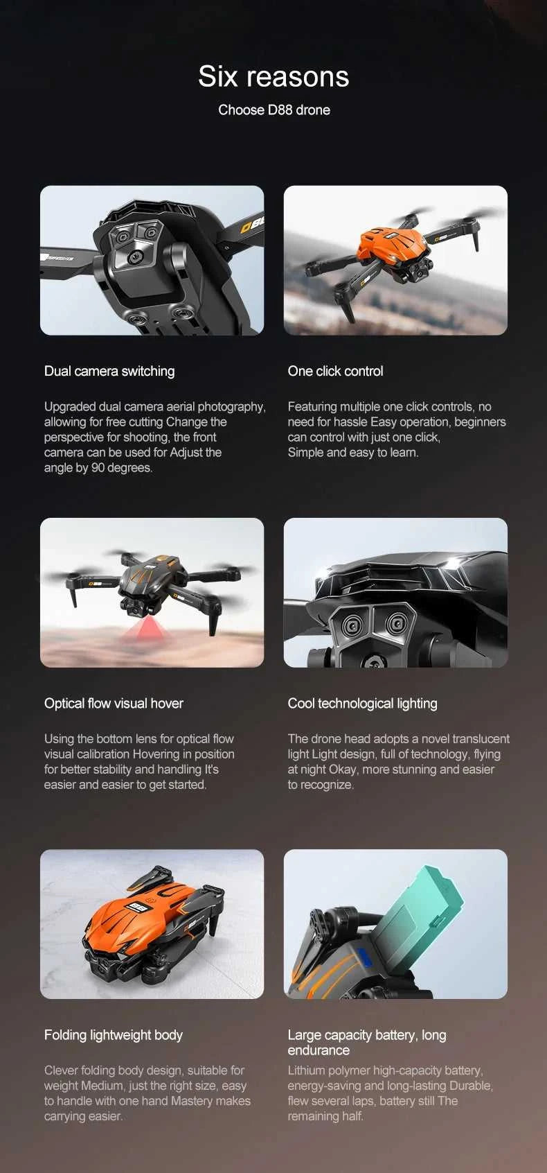 2026 New D88 Drone 8K HD Dual Cam Professional Aerial Photography Optical Flow Hovering Gesture Shoot Folding Quadcopter VR The jack market .AU The jack market .AU Drones $ 92 14:29#Black Dual 8K-1B