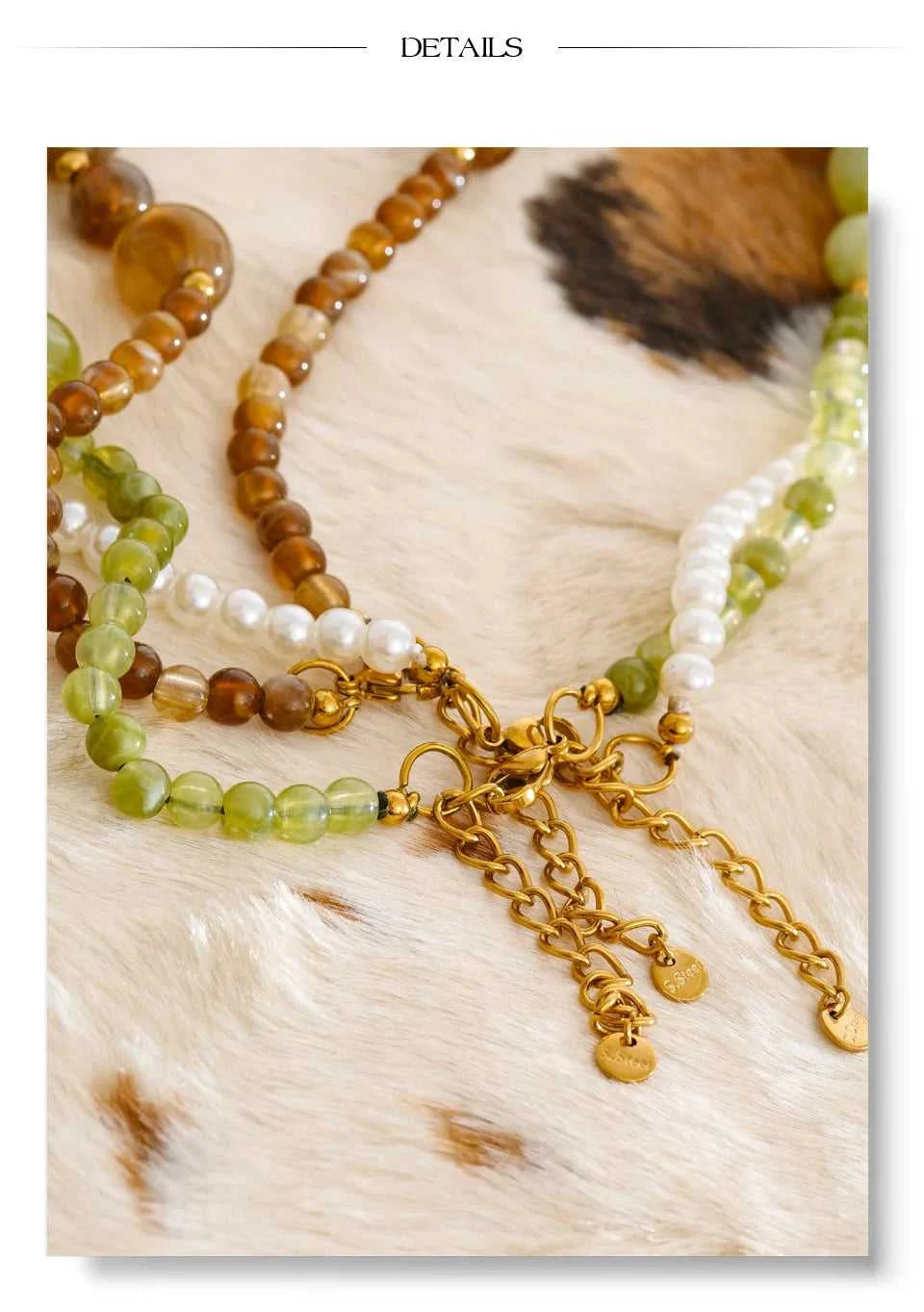 Yhpup New Arrivals Simulated Pearls Resin Acrylic Round Beads Chain Handmade Necklace Stainless Steel Trendy Jewelry Waterproof The jack market .AU The jack market .AU $ 54 200001034:2604813136#YH6980A Amber