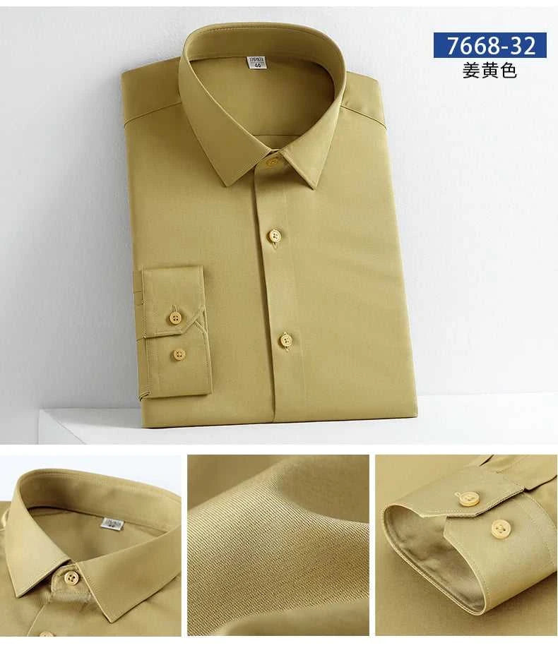 New Spring and Autumn Social Dress Ice Silk Long Sleeve Men's Shirt Business No Iron Casual Fit Pure White High Quality The jack market .AU The jack market .AU Men Fashion $ 41 14:771#21;5:100013888