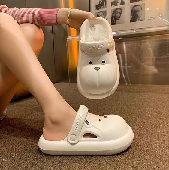 Shoes for Women 2025 Kawaii Cute Woman Slippers Round Toe Animal Cartoon Sandals Anime Slides Home Men Summer Mules House Indoor