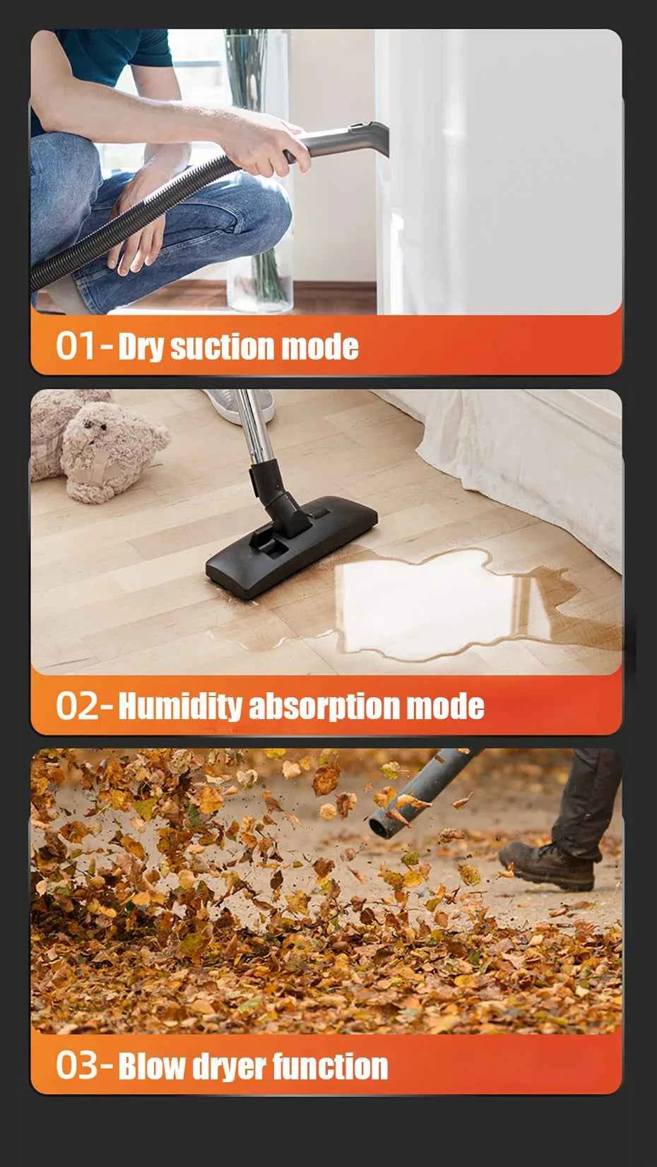Wet and Dry Vacuum Cleaner Multi-functional High-power Vacuum Cleaner Suitable for Home Car and Commercial Industrial Cleaning