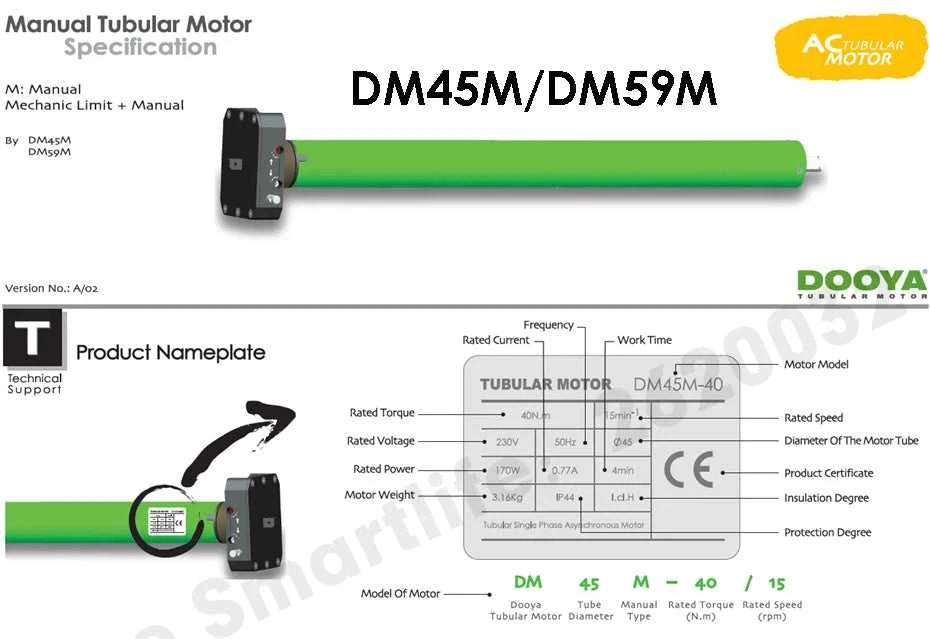 Dooya DM45M 50/12 Manual Tubular Motor for Motorized Rolling Shutter Door/Awning,Manual Control+Rf433 Control,for 80mm Tube The jack market .AU The jack market .AU Home $ 330 14:771#for 80mm Round Tube