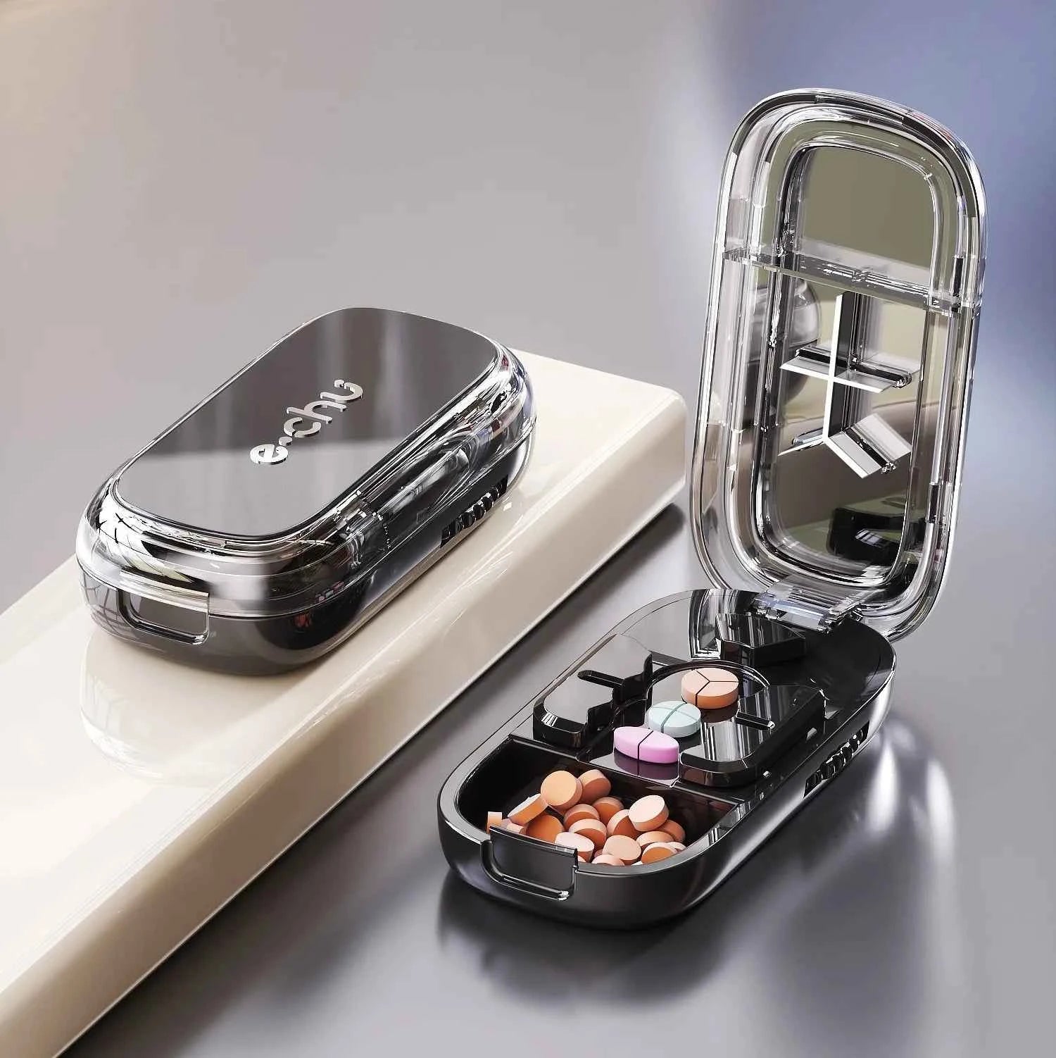3in1 Medicine Cutter Precise Cutting Into Half / Third / Quarter Drug Divider Organizer Portable Tablet Splitting Pills Splitter