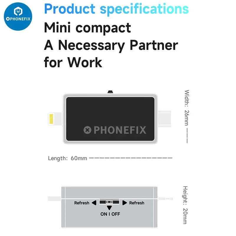 Mechanic T824 Type-C & Lightning Tail Insertion Tester for iPhone, iPad & Android - Fast, Accurate Connectivity Check