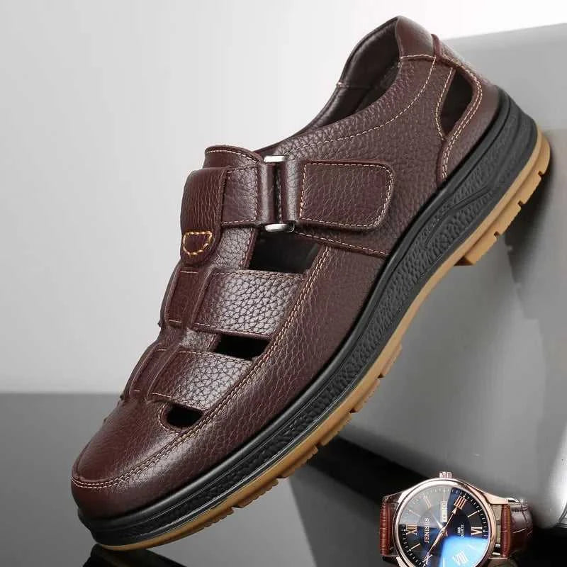 Men's Genuine Leather Sandals Breathable Summer Casual Shoes Soft Bottom Anti-Slip Hollow out Design Comfortable Dad Shoes The jack market .AU The jack market .AU Step Up Your Style: Trendy Shoes for Every Occasion! $ 74 14:193;200000124:200000364