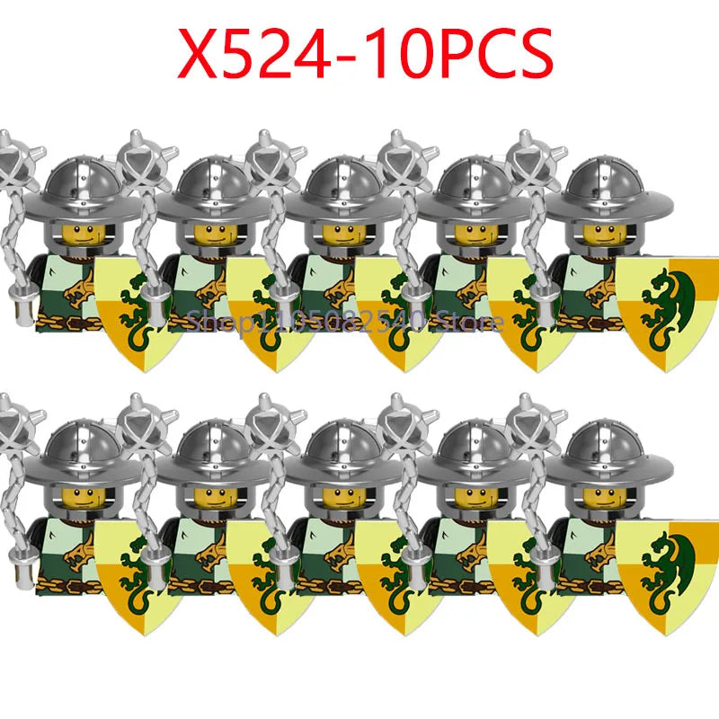 MOC Military Soldier Movie Character Building Blocks Accessories Medieval Castle Knight Helmet Shield Mini Brick Gift Toy E008