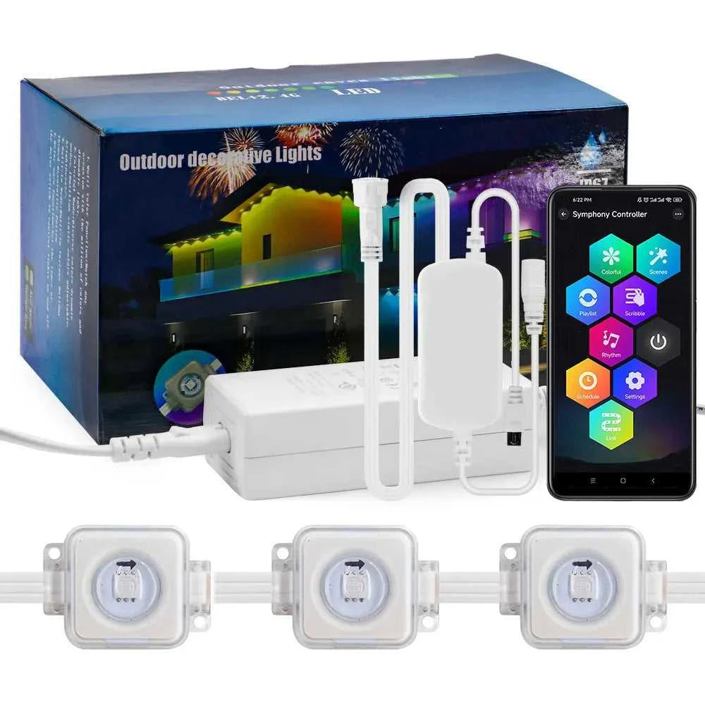5054 16703IC(WS2811 WS2812B) Outdoor Eaves LED Light String Kit 2.4G BEL+WIFI Controller Work With Alexa Google Home Assistant The jack market .AU The jack market .AU Home $ 224 136:9131281595#Eaves LED Light;14:233220333#UK Plug;380:42061083#45m
