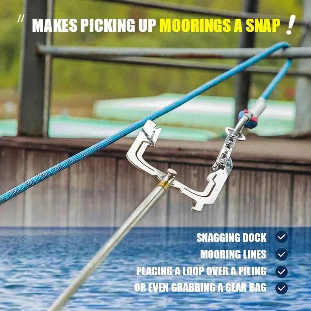 Portable Stop Ship Kayak Accessories Boat Tool Multi-Purpose Mooring Rope Dock Hook Stainless Steel Long-distance Threader