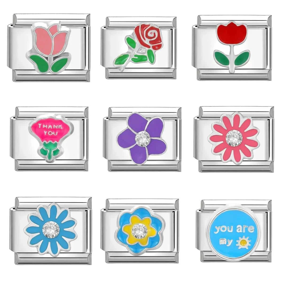 2024 Fashion Pretty Sweet Colour Rose Flower Charm Italian Links Fit 9mm Stainless Steel Bracelet Making DIY Jewelry The jack market .AU The jack market .AU Jewellery & Chains $ 51 200001033:361187#No.6