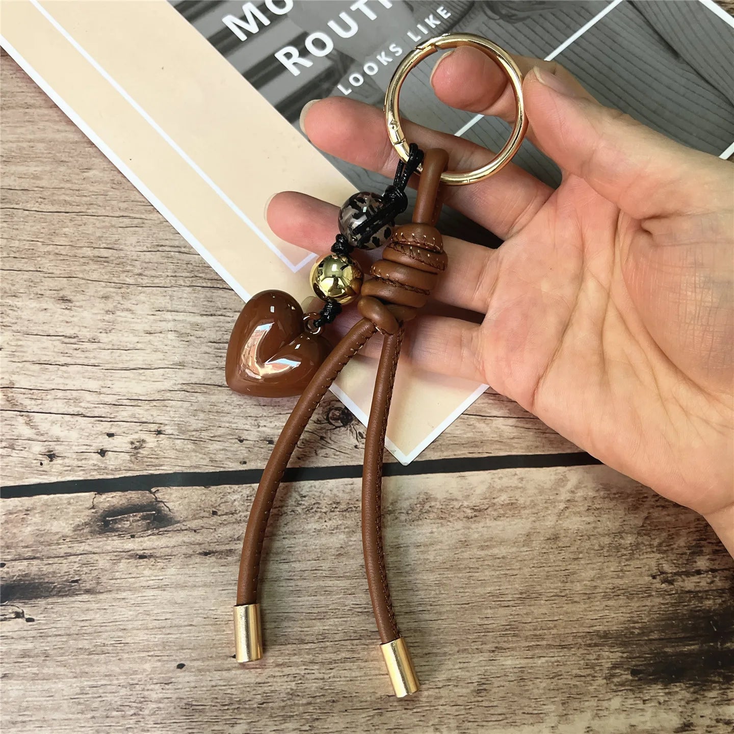 Female Keychain with PU Leather Lanyard for Keychain DIY Mobile Hanging Tape Accessories Rope Vintage Phone Cellular Decorations