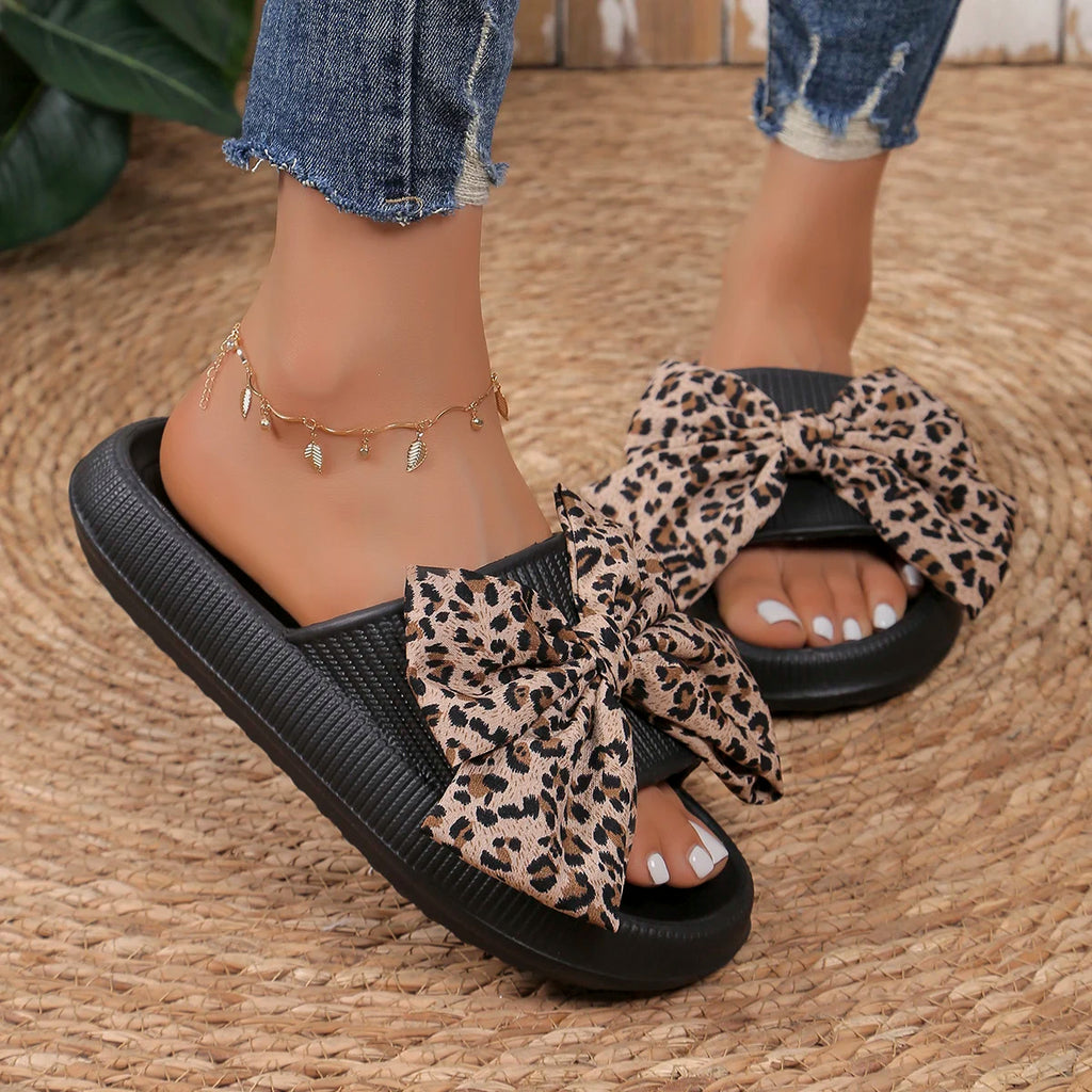 Sexy Leopard Bow Women's Slippers Beach Party Casual Fashion Beach Party Outdoor Summer Daily Walk Comfort Versatile Slippers