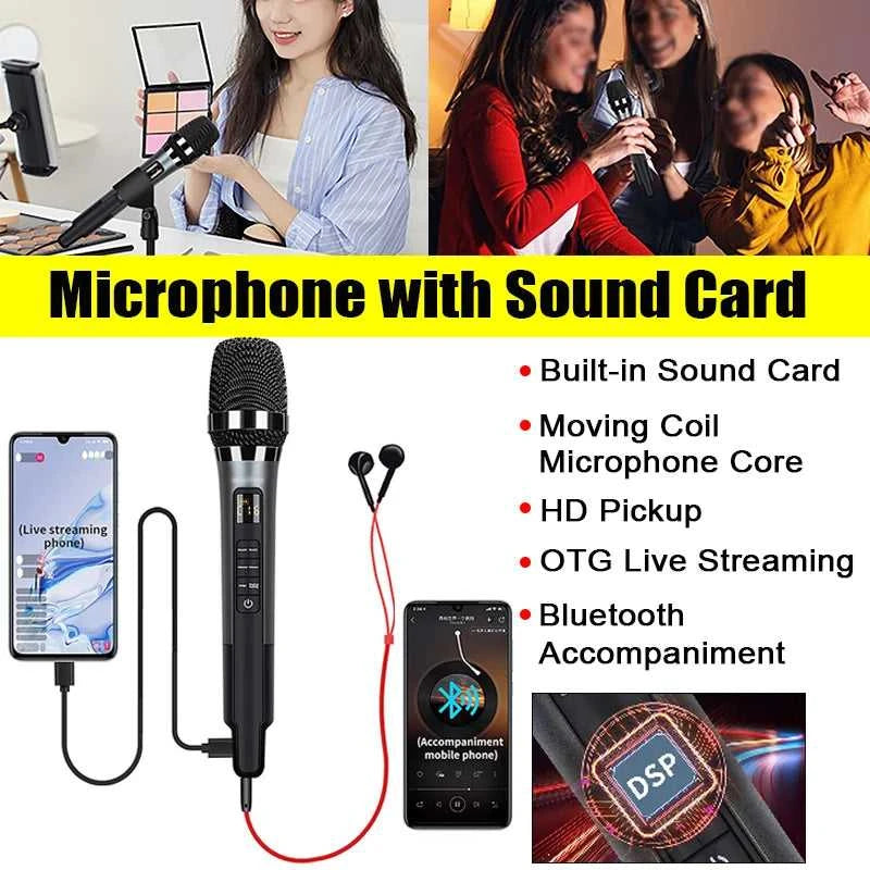 Handheld Microphone with Sound Card Effects All-in-One Noise-Canceling Mic Reverb Connecting Cell Phone for Equipment Live The jack market .AU The jack market .AU Accessories Electronics $ 101 14:193#black