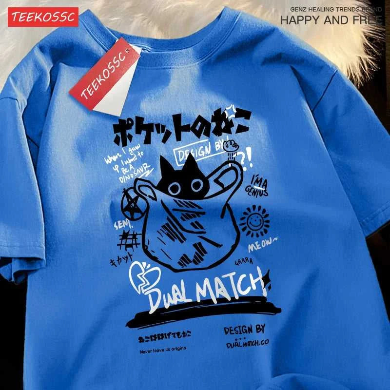 Japanese Fun And Cute Harajuku Cat Clothes Men Women Cotton Tops Creativity Casual T Shirts Cartoons Loose Couple Short Sleeve The jack market .AU The jack market .AU Men Fashion $ 27 14:350850#Pink;5:100014064