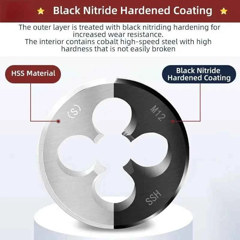 SIQICNC Round Dies ISO Right Hand Thread Tap HSS Tool M3-M20